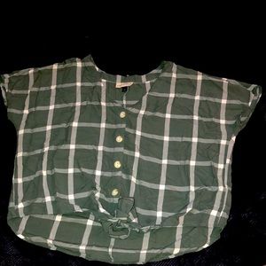Olive green plaid blouse